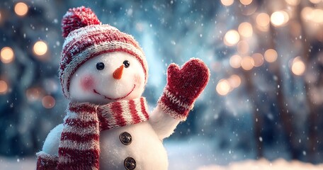 Cheerful Snowman in Winter Wonderland