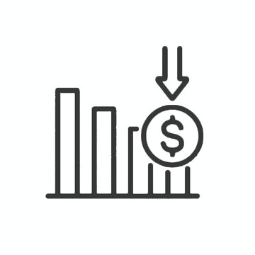 Financial decline icon graphic representation of a downward trend in finances