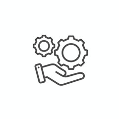 Hand holding gears icon - Vector illustration of teamwork and technical support concept, icon design