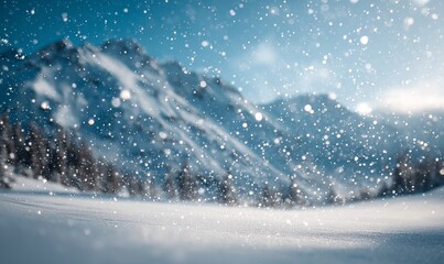 Snowfall in a Mountain Landscape