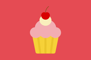 Cupcake With Cherry Topping Background