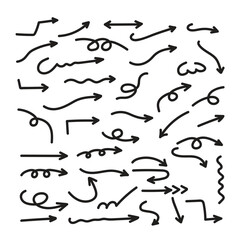 Hand drawn arrow set for graphic design element