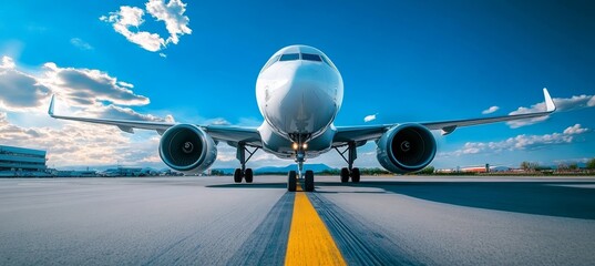 Commercial Aircraft on Tarmac Preparing for Takeoff at Busy International Airport Runway Scene