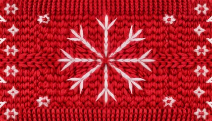 red knitted background with snowflakes