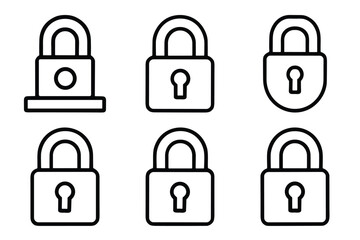 Collection of six padlock icons in various styles, representing security and protection