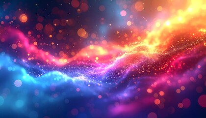 Fototapeta premium Ethereal nebula of swirling, colorful light streams with bokeh. A mesmerizing, dreamy background with cosmic vibes