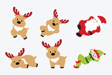 Christmas Santa, elf and reindeer - relaxing