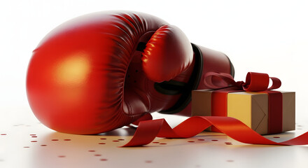 Celebrate victories with this stunning red boxing glove and elegant gift box, a perfect symbol of success, strength, and receiving well-deserved rewards, ready for your next project