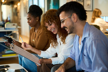 Diverse business team collaborating during an informal meeting - Financial, insurance and legal advisory
