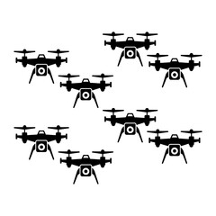 Drone Flying Icon with Camera on White Background.