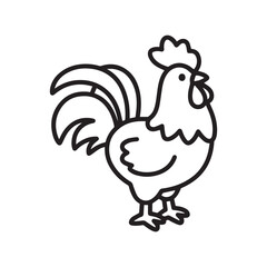  Children’s Coloring Page with Large Rooster and Small Colored Reference Illustration. 