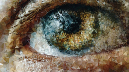 Low poly close up of eye with long lashes artsy