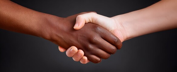 The handshake shows friendly agreement and teamwork between people and partners.