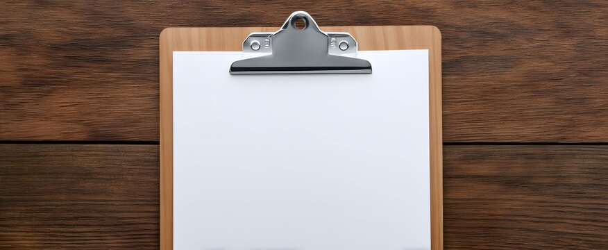 The clipboard firmly holds a pristine blank sheet perfect for notes or detailed forms