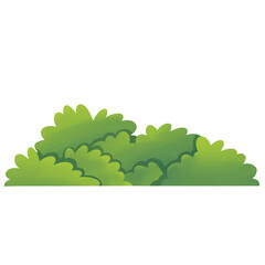 cartoon green bush or shrub isolated on black background