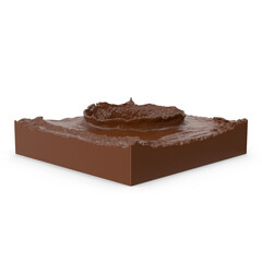 Smooth, thick liquid chocolate forming a perfect crown splash on flat surface. Isolated png