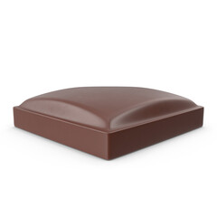 chocolate square piece isolated on transparent background, 3D PNG