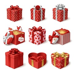 Collection of Valentines Day Gifts with Red and White Themes.