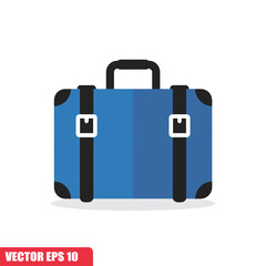 A blue suitcase with black trim, handle, and straps, presented in a flat, frontal view. The suitcase appears sturdy and ready for travel adventures.