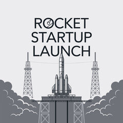 Minimal rocket startup launch outline &ndash; Ideal for startup branding, innovation campaigns, or business success concepts