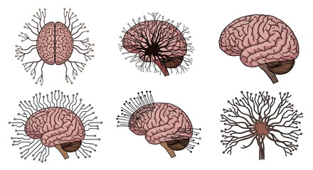 Brain-Computer Interface - Conceptual Illustrations of Neural Networks and Human Brain.