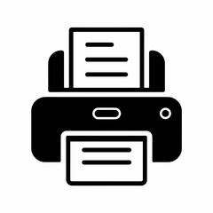 Black and white printer with paper output &ndash; Great for document design, technology concept, or office illustration