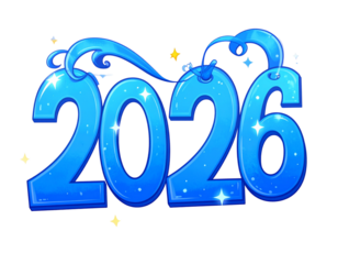 Glittering Blue “2026” New Year Typography