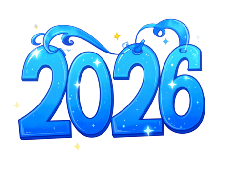 Glittering Blue “2026” New Year Typography