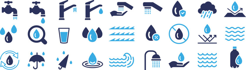 ベクターの水に関するシルエットアイコンセット
