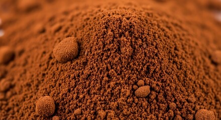 Close-up of Brown Cocoa Powder with Clumps and Texture for Cooking Baking