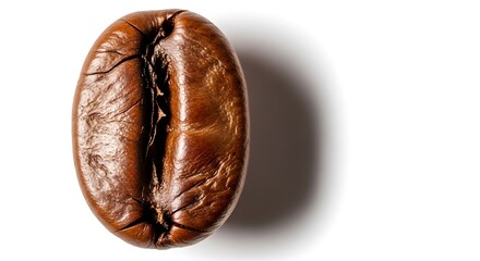 Close-up of Brown Coffee Bean on White Background