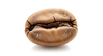 Close-up of Brown Coffee Bean on White Background