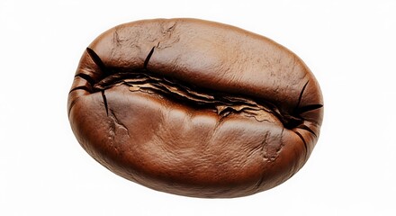 Close-up of Brown Coffee Bean on White Background