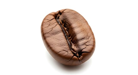 Close-up of Brown Coffee Bean on White Background