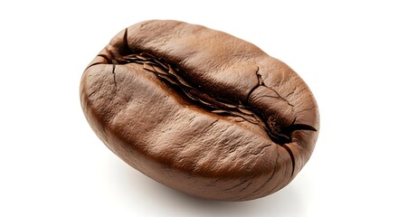 Close-up of Brown Coffee Bean on White Background