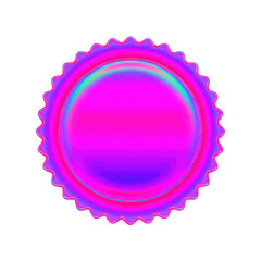 Pink holographic medal rosette vector on black, clean edges transparent PNG sticker, centered minimal decorative icon