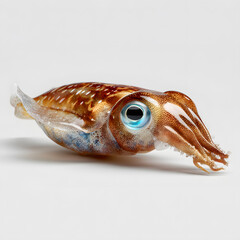 Squid: A vibrant macro shot of a solitary squid showcasing its detailed skin texture, expressive eyes, and graceful form. 