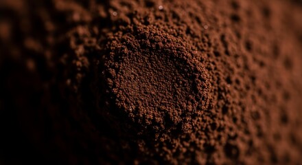 Close-up of Brown Coffee Ground Powder on Dark Surface