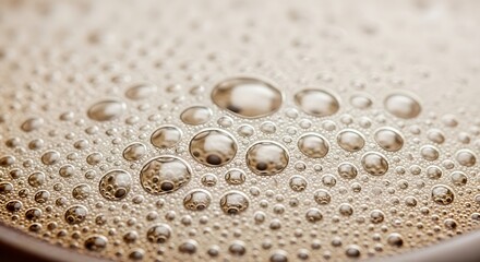 Close-up of Bubbles on Metallic Surface in Warm Tones