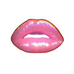 Fototapeta premium Pink holographic gift box vector on black, clean edges transparent PNG sticker, centered minimal decorative icon
