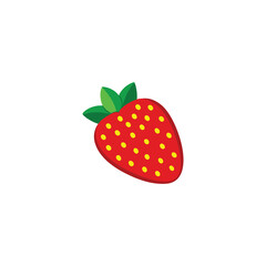 Strawberry Flat Realistic Vector Icon | Fresh Red Fruit Illustration