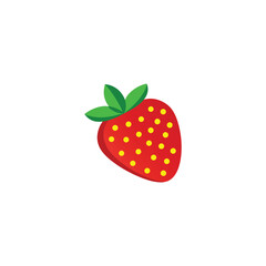Strawberry Flat Realistic Vector Icon | Fresh Red Fruit Illustration