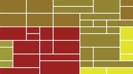 Abstract Rectangular Mosaic Design with Red, Yellow, and Brown Color Blocks