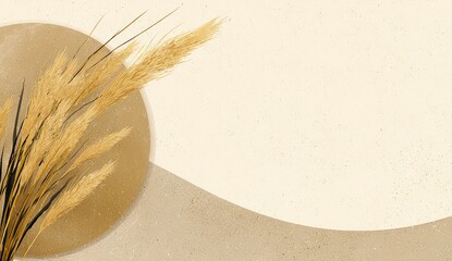 Dried tall grass plumes cast shadows on a warm toned background.