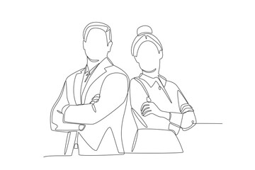 Business leader concept one-line drawing
