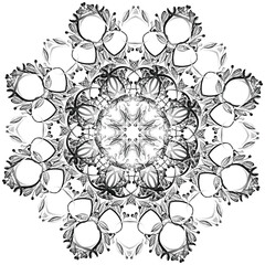 illustration of a gray color mandala flower design  
