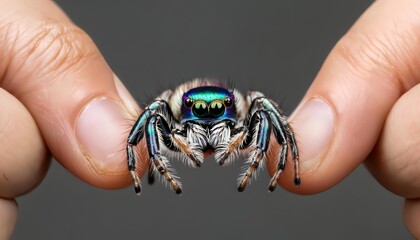A small spider on a man's finger