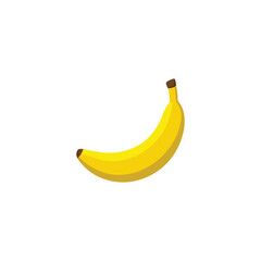 Yellow Banana Flat Realistic Vector Icon | Tropical Fruit Illustration