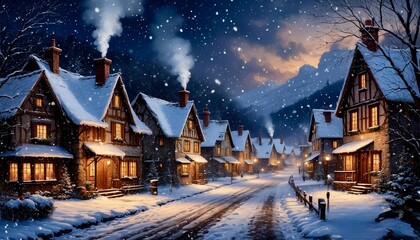 snowy landscape in the village