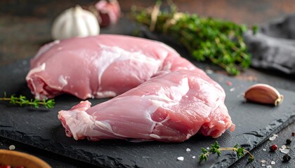Raw rabbit meat with pale pink tone and lean texture.